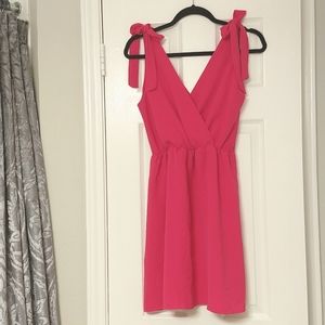 Pink V neck dress